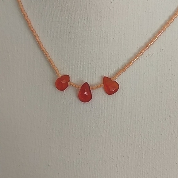 Carnelian / Seed Bead Necklace Vintage 70s - Picture 6 of 10